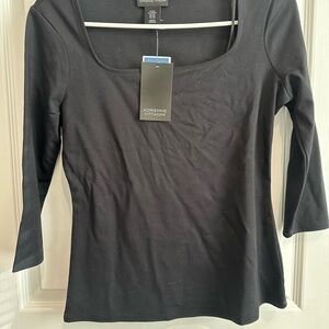 Adrienne Vittadini Black Fitted Long Sleeve Blouse